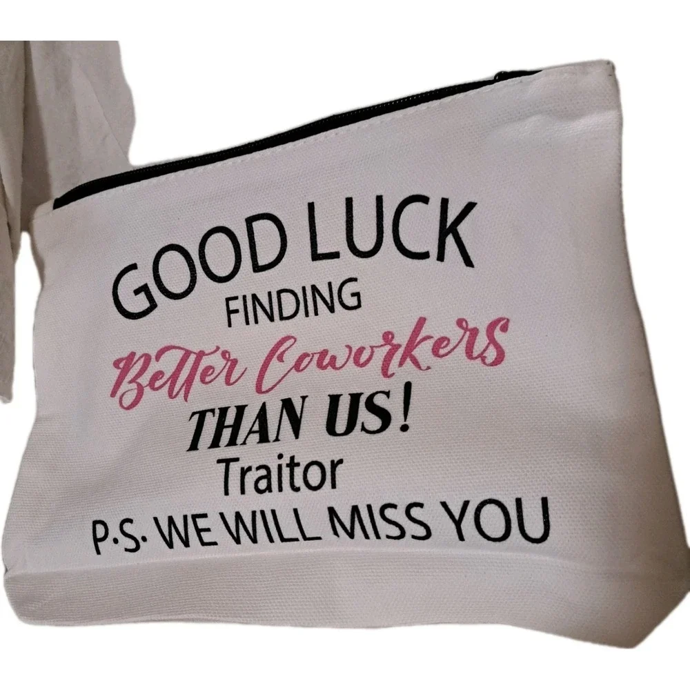 Womens Cosmetic Bag CoWorker‎ Farewell Good Luck Canvas Novelty New